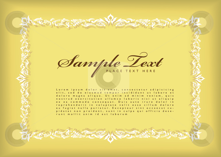 To use this stock image in your creative project, please select the size you need over to the right and click the "Add to Cart" button.
Your downloaded image will come with the Cutcaster watermark removed so don’t worry about the watermark you see on this page. Geunge frame border stock vector clipart, Yellow certificate frame with floral theme and grunge effect by Michael Travers