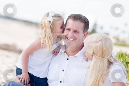 To use this stock image in your creative project, please select the size you need over to the right and click the "Add to Cart" button.
Your downloaded image will come with the Cutcaster watermark removed so don’t worry about the watermark you see on this page. Handsome Dad Getting Kisses from His Cute Daughters stock photo, Handsome Dad Getting Kisses from His Cute Daughters at The Beach. by Andy Dean