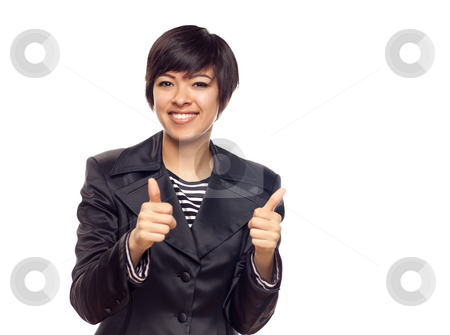 To use this stock image in your creative project, please select the size you need over to the right and click the "Add to Cart" button.
Your downloaded image will come with the Cutcaster watermark removed so don’t worry about the watermark you see on this page. Happy Young Mixed Race Woman With Thumbs Up on White stock photo, Happy Young Mixed Race Woman With Two Thumbs Up Isolated on a White Background. by Andy Dean