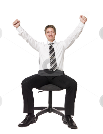 Hy Man Siting On A Office Chair Stock Photo