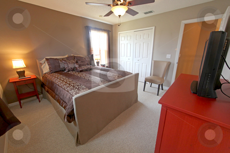 To use this stock image in your creative project, please select the size you need over to the right and click the "Add to Cart" button.
Your downloaded image will come with the Cutcaster watermark removed so don’t worry about the watermark you see on this page. Queen Master Bedroom stock photo, A Queen Master Bedroom, Interior Shot of a Home by Lucy Clark