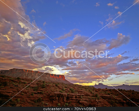 To use this stock image in your creative project, please select the size you need over to the right and click the "Add to Cart" button.
Your downloaded image will come with the Cutcaster watermark removed so don’t worry about the watermark you see on this page. Castle Valley stock photo, Fisher Mesa in Castle Valley near Moab, Utah. by Mike Norton