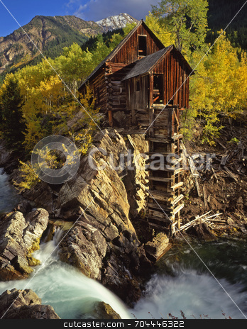 To use this stock image in your creative project, please select the size you need over to the right and click the "Add to Cart" button.
Your downloaded image will come with the Cutcaster watermark removed so don’t worry about the watermark you see on this page. Crystal Mill stock photo, An old silver mill in Colorado. by Mike Norton