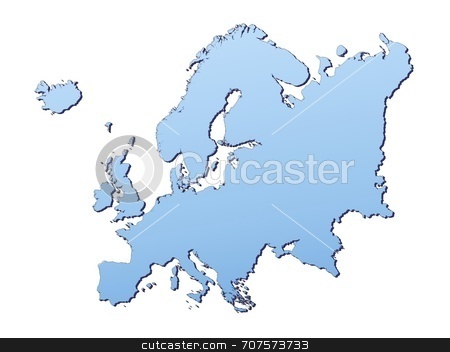 To use this stock image in your creative project, please select the size you need over to the right and click the "Add to Cart" button.
Your downloaded image will come with the Cutcaster watermark removed so don’t worry about the watermark you see on this page. Map of Europe stock photo, Europe map filled with light blue gradient. High resolution. Mercator projection. by Jiri Moucka