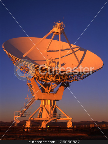 To use this stock image in your creative project, please select the size you need over to the right and click the "Add to Cart" button.
Your downloaded image will come with the Cutcaster watermark removed so don’t worry about the watermark you see on this page. Radio Telescope Evening stock photo, A radio telescope part of the VLA, Very Large Array, in New Mexico. by Mike Norton