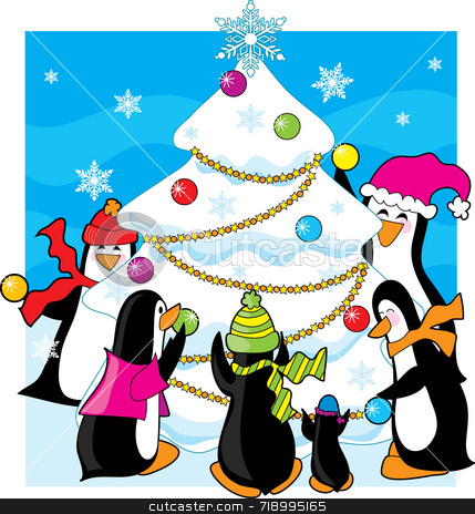 To use this stock image in your creative project, please select the size you need over to the right and click the "Add to Cart" button.
Your downloaded image will come with the Cutcaster watermark removed so don’t worry about the watermark you see on this page. Ice Christmas stock photo, A family of penguins decorating a snow and ice tree by Maria Bell
