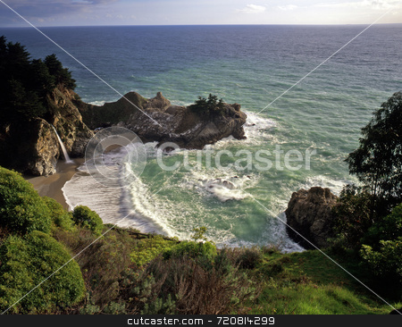 To use this stock image in your creative project, please select the size you need over to the right and click the "Add to Cart" button.
Your downloaded image will come with the Cutcaster watermark removed so don’t worry about the watermark you see on this page. McWay falls stock photo, McWay Falls in Julia Pfeiffer Burns State Park, California. by Mike Norton