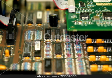 To use this stock image in your creative project, please select the size you need over to the right and click the "Add to Cart" button.
Your downloaded image will come with the Cutcaster watermark removed so don’t worry about the watermark you see on this page. Motherboard stock photo, Motherboard with different types of chips and colors by Henrik Lehnerer