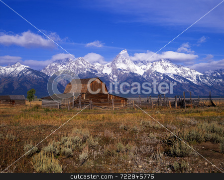 To use this stock image in your creative project, please select the size you need over to the right and click the "Add to Cart" button.
Your downloaded image will come with the Cutcaster watermark removed so don’t worry about the watermark you see on this page. Teton Ranch stock photo, An old cattle ranch in Grand Teton National Park, Wyoming. by Mike Norton