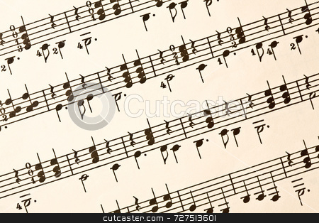 To use this stock image in your creative project, please select the size you need over to the right and click the "Add to Cart" button.
Your downloaded image will come with the Cutcaster watermark removed so don’t worry about the watermark you see on this page. A printed musical score stock photo, A printed musical score on off-white paper by Jon Stokes
