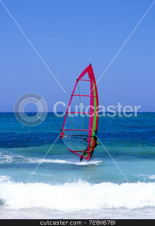 To use this stock image in your creative project, please select the size you need over to the right and click the "Add to Cart" button.
Your downloaded image will come with the Cutcaster watermark removed so don’t worry about the watermark you see on this page. Windsurfing stock photo, Windsurfer on Lanzarote, Canary Islands by Paul Phillips