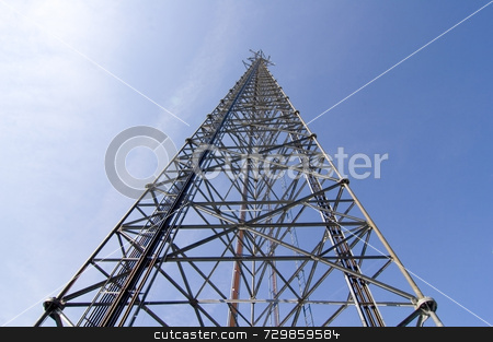 To use this stock image in your creative project, please select the size you need over to the right and click the "Add to Cart" button.
Your downloaded image will come with the Cutcaster watermark removed so don’t worry about the watermark you see on this page. Cellular Tower stock photo, Cellular tower with clear blue sky by Willis Shackleford