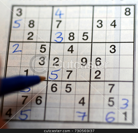 To use this stock image in your creative project, please select the size you need over to the right and click the "Add to Cart" button.
Your downloaded image will come with the Cutcaster watermark removed so don’t worry about the watermark you see on this page. Playing Sudoku stock photo, A left-handed person solving a Sudoku puzzle by Philippa Willitts