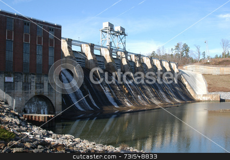 To use this stock image in your creative project, please select the size you need over to the right and click the "Add to Cart" button.
Your downloaded image will come with the Cutcaster watermark removed so don’t worry about the watermark you see on this page. River dam stock photo, Dam along the river in North Carolina by Tim Markley