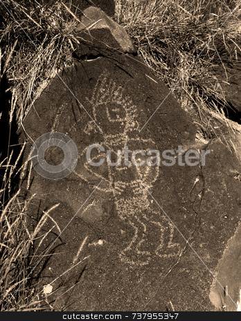 To use this stock image in your creative project, please select the size you need over to the right and click the "Add to Cart" button.
Your downloaded image will come with the Cutcaster watermark removed so don’t worry about the watermark you see on this page. Petroglyph stock photo, A petroglyph, of a Dancing Indian, in Petroglyph National Monument located in Albuquerque, New Mexico. by Mike Norton