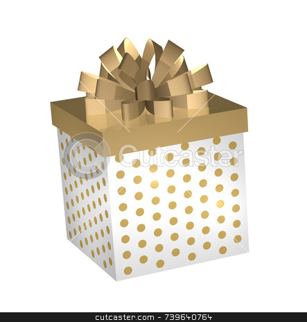 To use this stock image in your creative project, please select the size you need over to the right and click the "Add to Cart" button.
Your downloaded image will come with the Cutcaster watermark removed so don’t worry about the watermark you see on this page. Gold and White Gift Gox stock photo, Elegant yet fun, this gold colour theme 3D gift box simulates golden metalllic and is fun and happy too. Square shaped gift box is white with gold polka dots, has a gold lid and a loopy golden ribbon row on top. Dimensional 3D lighting effects on box gives it a sense of depth and space. by ngirl