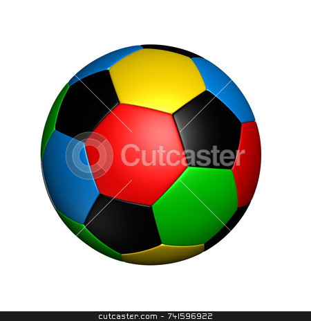 To use this stock image in your creative project, please select the size you need over to the right and click the "Add to Cart" button.
Your downloaded image will come with the Cutcaster watermark removed so don’t worry about the watermark you see on this page. Olympic colored soccer ball stock photo, Soccer ball with colored with the same color as olympic rings by Jean Larue-Frechette