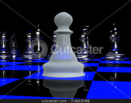 To use this stock image in your creative project, please select the size you need over to the right and click the "Add to Cart" button.
Your downloaded image will come with the Cutcaster watermark removed so don’t worry about the watermark you see on this page. Blacklight chess 2 stock photo, Single pawn vs a full chess line-up by Jean Larue-Frechette