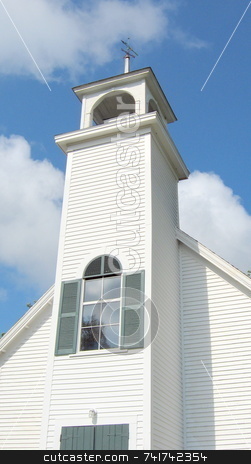 To use this stock image in your creative project, please select the size you need over to the right and click the "Add to Cart" button.
Your downloaded image will come with the Cutcaster watermark removed so don’t worry about the watermark you see on this page. Rural Church against Blue Sky stock photo, Upwards view of rural chapel, against blue sky with white clouds by Tom and Beth Pulsipher