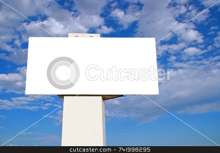To use this stock image in your creative project, please select the size you need over to the right and click the "Add to Cart" button.
Your downloaded image will come with the Cutcaster watermark removed so don’t worry about the watermark you see on this page. Large Billboard with blue sky and clouds stock photo, Brand new billboard and a brilliant blue sky with wispy clouds. by Mitch Aunger