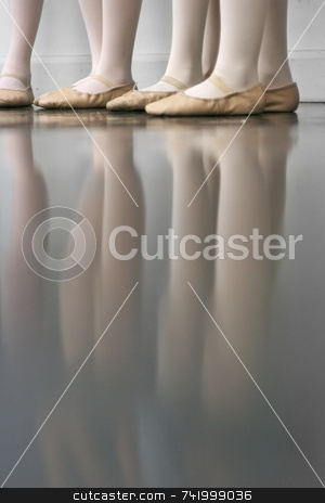 To use this stock image in your creative project, please select the size you need over to the right and click the "Add to Cart" button.
Your downloaded image will come with the Cutcaster watermark removed so don’t worry about the watermark you see on this page. Dance stock photo, Young dancers are learning - they're witing to see what the instructor says to do next... low angle shot of just their feet and legs - this view has had the color removed from the floor and wall. by Mitch Aunger