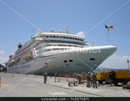 To use this stock image in your creative project, please select the size you need over to the right and click the "Add to Cart" button.
Your downloaded image will come with the Cutcaster watermark removed so don’t worry about the watermark you see on this page. Cruise Ship stock photo, Cruise ship at dock. by Daniel Wiedemann