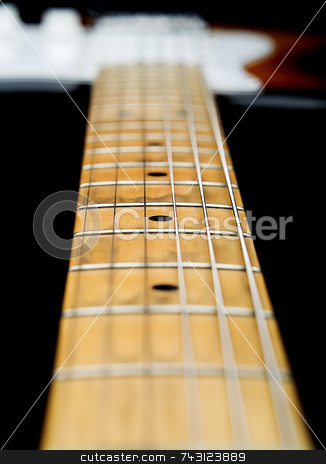 To use this stock image in your creative project, please select the size you need over to the right and click the "Add to Cart" button.
Your downloaded image will come with the Cutcaster watermark removed so don’t worry about the watermark you see on this page. Close up of electric guitar neck stock photo, A closeup of a well worn 20 year old electric guitar neck looking from the headstock to the 5th fret by Vince Clements