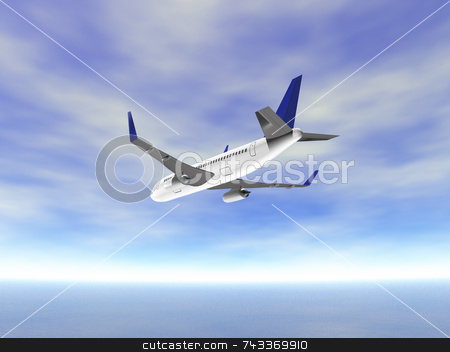 To use this stock image in your creative project, please select the size you need over to the right and click the "Add to Cart" button.
Your downloaded image will come with the Cutcaster watermark removed so don’t worry about the watermark you see on this page. 3D airplane over ocean stock photo, 3d airplane over ocean by John Teeter