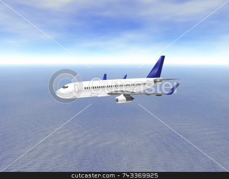 To use this stock image in your creative project, please select the size you need over to the right and click the "Add to Cart" button.
Your downloaded image will come with the Cutcaster watermark removed so don’t worry about the watermark you see on this page. 3D airplane over ocean stock photo, 3d airplane over ocean by John Teeter