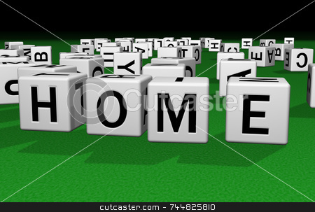 To use this stock image in your creative project, please select the size you need over to the right and click the "Add to Cart" button.
Your downloaded image will come with the Cutcaster watermark removed so don’t worry about the watermark you see on this page. Dice Home stock photo, Dice on a green carpet making the word HOME by Jean Larue-Frechette
