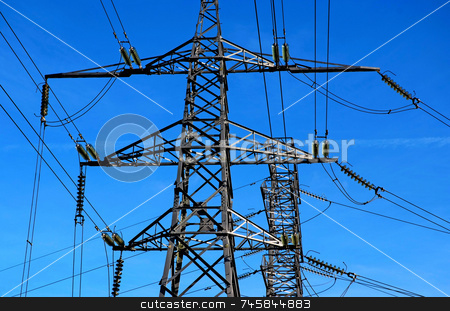 To use this stock image in your creative project, please select the size you need over to the right and click the "Add to Cart" button.
Your downloaded image will come with the Cutcaster watermark removed so don’t worry about the watermark you see on this page. Power stock photo, Two electricity pylons with a blue sky background by Paul Phillips