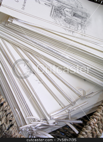 To use this stock image in your creative project, please select the size you need over to the right and click the "Add to Cart" button.
Your downloaded image will come with the Cutcaster watermark removed so don’t worry about the watermark you see on this page. Wedding order of service stock photo, Programs for order of service by Paul Phillips