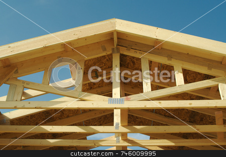 To use this stock image in your creative project, please select the size you need over to the right and click the "Add to Cart" button.
Your downloaded image will come with the Cutcaster watermark removed so don’t worry about the watermark you see on this page. Construction Home Framing Abstract stock photo, New residential construction home framing site. by Andy Dean