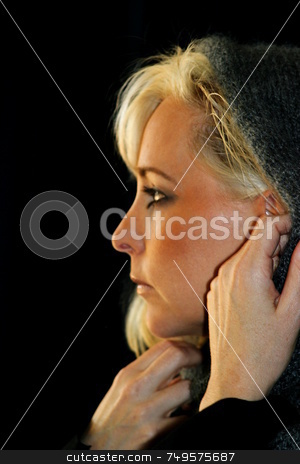 To use this stock image in your creative project, please select the size you need over to the right and click the "Add to Cart" button.
Your downloaded image will come with the Cutcaster watermark removed so don’t worry about the watermark you see on this page. Woman side profile stock photo, Portrait of a beautiful young woman with blond hair by Henrik Lehnerer