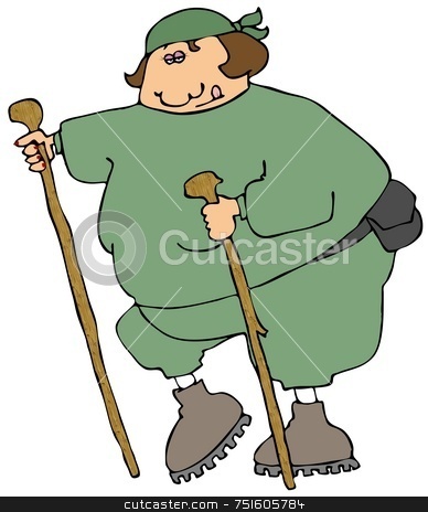 To use this stock image in your creative project, please select the size you need over to the right and click the "Add to Cart" button.
Your downloaded image will come with the Cutcaster watermark removed so don’t worry about the watermark you see on this page. Female Hiker stock photo, This illustration depicts a chubby female hiker with two walking sticks. by Dennis Cox