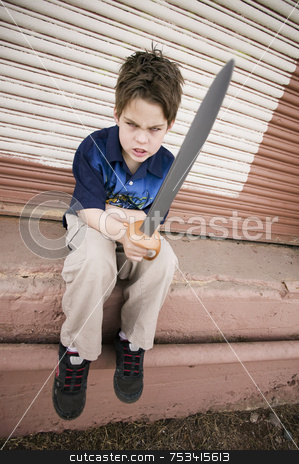 To use this stock image in your creative project, please select the size you need over to the right and click the "Add to Cart" button.
Your downloaded image will come with the Cutcaster watermark removed so don’t worry about the watermark you see on this page. Angry Boy with a Toy Sword stock photo, Angry Young Boy Pointing a Plastic Sword by Scott Griessel