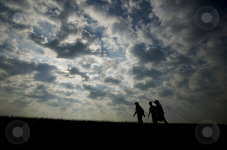 To use this stock image in your creative project, please select the size you need over to the right and click the "Add to Cart" button.
Your downloaded image will come with the Cutcaster watermark removed so don’t worry about the watermark you see on this page. Walkers Against the Sky stock photo, Three walkers silhoutted against the sky at dusk. by Scott Griessel