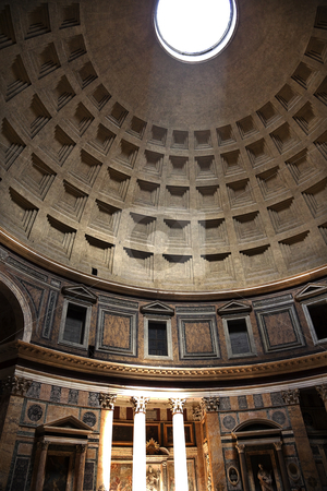 To use this stock image in your creative project, please select the size you need over to the right and click the "Add to Cart" button.
Your downloaded image will come with the Cutcaster watermark removed so don’t worry about the watermark you see on this page. 3pm Pantheon Sundial Effect Cupola Ceiling Hole Rome Italy stock photo, 3PM Pantheon Rome Italy Basilica Palatina uilt in 27BC by Agrippa Oldest church in Rome. The Cupola Oculus Hole in the Ceiling has a sundial effect. At 3PM every afternoon, the three pillars lit up to tell the time
by William Perry