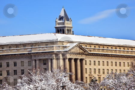 To use this stock image in your creative project, please select the size you need over to the right and click the "Add to Cart" button.
Your downloaded image will come with the Cutcaster watermark removed so don’t worry about the watermark you see on this page. Commerce Department Old Post Office After the Snow Constitution stock photo, Commerce Department Old Post Office After the Snow Constitution Avenue Washington DC by William Perry
