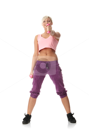 To use this stock image in your creative project, please select the size you need over to the right and click the "Add to Cart" button.
Your downloaded image will come with the Cutcaster watermark removed so don’t worry about the watermark you see on this page. Young woman exercising stock photo, Young woman exercising with dumbbells isolated on white by Piotr_Marcinski