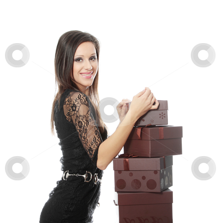 To use this stock image in your creative project, please select the size you need over to the right and click the "Add to Cart" button.
Your downloaded image will come with the Cutcaster watermark removed so don’t worry about the watermark you see on this page. Gifts stock photo, Woman with gifts , isolated on white background by Piotr_Marcinski