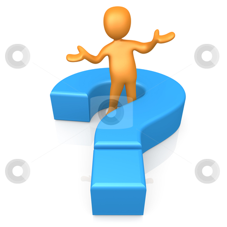 To use this stock image in your creative project, please select the size you need over to the right and click the "Add to Cart" button.
Your downloaded image will come with the Cutcaster watermark removed so don’t worry about the watermark you see on this page. Ask A Question stock photo, 3d person standing in the middle of a large question mark. by Konstantinos Kokkinis