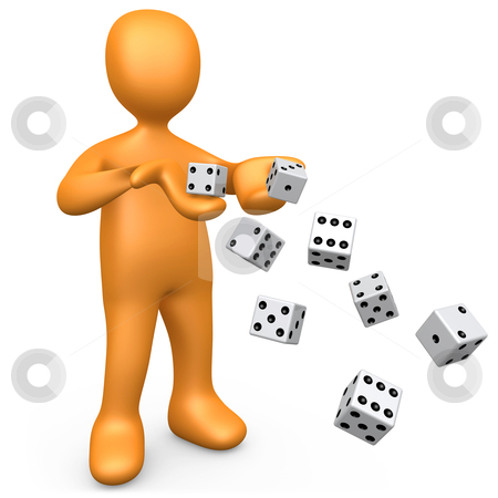 To use this stock image in your creative project, please select the size you need over to the right and click the "Add to Cart" button.
Your downloaded image will come with the Cutcaster watermark removed so don’t worry about the watermark you see on this page. Rolling The Dice stock photo, 3d person rolling lots of dice . by Konstantinos Kokkinis