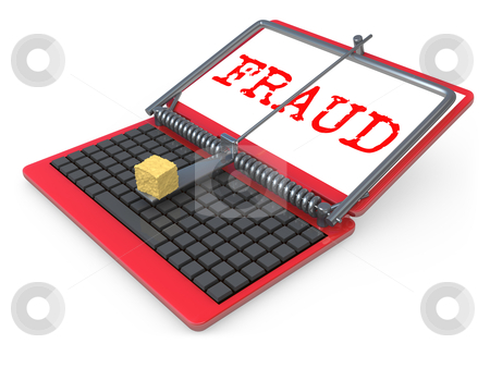To use this stock image in your creative project, please select the size you need over to the right and click the "Add to Cart" button.
Your downloaded image will come with the Cutcaster watermark removed so don’t worry about the watermark you see on this page. Internet Fraud stock photo, Laptop shown as a mouse trap representing internet fraud. by Konstantinos Kokkinis