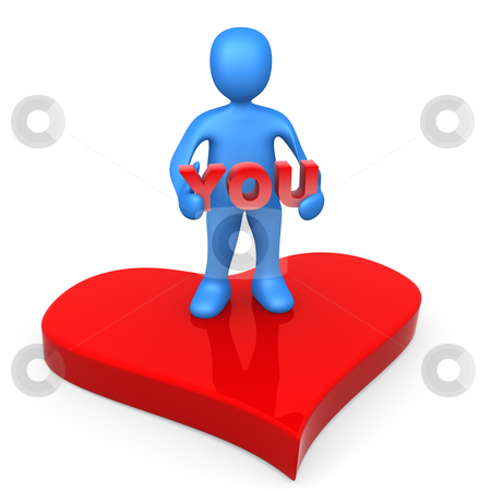 To use this stock image in your creative project, please select the size you need over to the right and click the "Add to Cart" button.
Your downloaded image will come with the Cutcaster watermark removed so don’t worry about the watermark you see on this page. Love You stock photo, 3d person standing on a big red heart holding the word "you". by Konstantinos Kokkinis