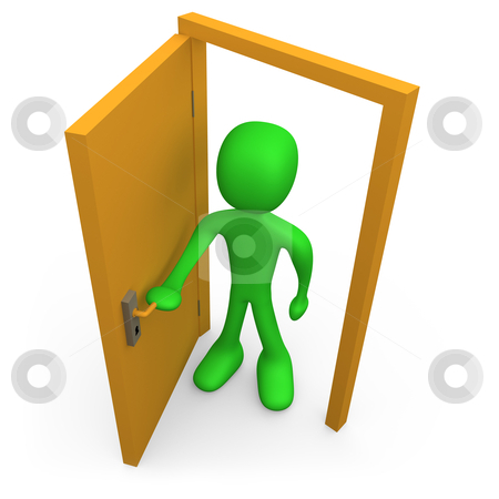 To use this stock image in your creative project, please select the size you need over to the right and click the "Add to Cart" button.
Your downloaded image will come with the Cutcaster watermark removed so don’t worry about the watermark you see on this page. Open The Door stock photo, 3d person in front of an open door. by Konstantinos Kokkinis