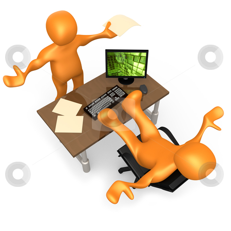 To use this stock image in your creative project, please select the size you need over to the right and click the "Add to Cart" button.
Your downloaded image will come with the Cutcaster watermark removed so don’t worry about the watermark you see on this page. Business Relations stock photo, Company employee complaining to his lazy colleague. by Konstantinos Kokkinis