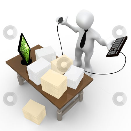 To use this stock image in your creative project, please select the size you need over to the right and click the "Add to Cart" button.
Your downloaded image will come with the Cutcaster watermark removed so don’t worry about the watermark you see on this page. Office Paperwork stock photo, Computer Generated Image - Office Mess . by Konstantinos Kokkinis