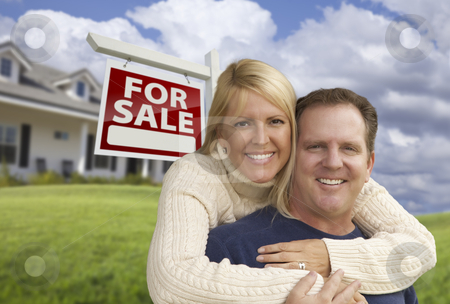To use this stock image in your creative project, please select the size you need over to the right and click the "Add to Cart" button.
Your downloaded image will come with the Cutcaster watermark removed so don’t worry about the watermark you see on this page. Happy Couple Hugging in Front of Real Estate Sign and House stock photo, Happy Couple Hugging in Front Yard with Real Estate Sign and House. by Andy Dean