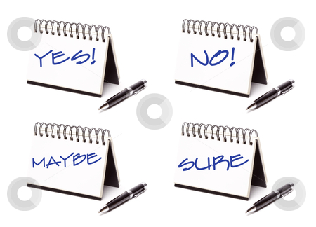 To use this stock image in your creative project, please select the size you need over to the right and click the "Add to Cart" button.
Your downloaded image will come with the Cutcaster watermark removed so don’t worry about the watermark you see on this page. Spiral Note Pad and Pen Series stock photo, Spiral Note Pad and Pen Series Isolated on White - Yes, No, Maybe and Sure - XXXL. by Andy Dean